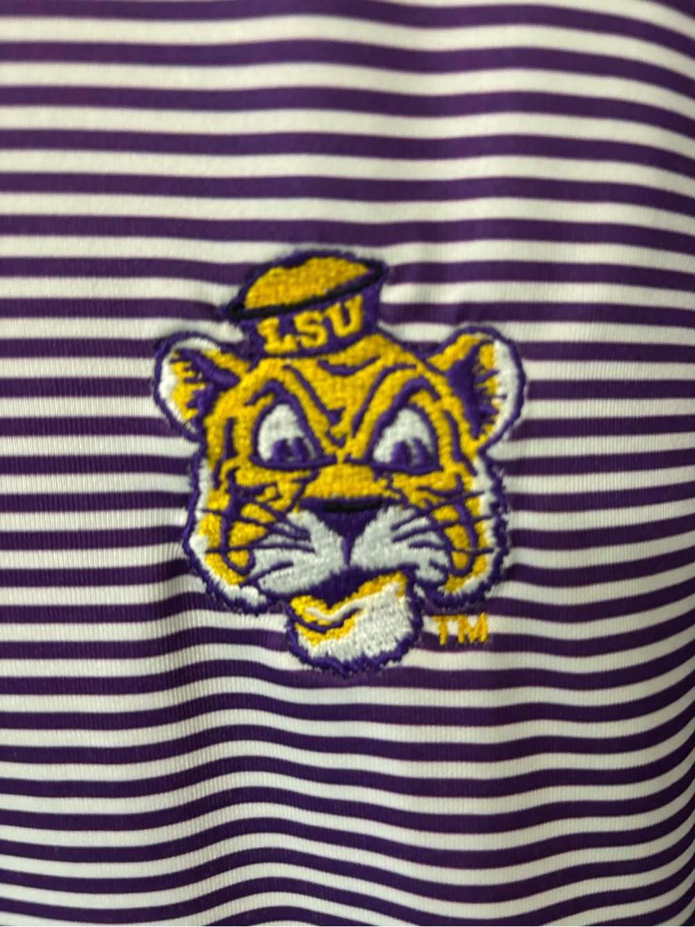 Bayou Apparel LSU Striped Polo size large - Picture 2 of 5